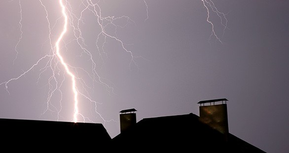 Lightning damage on residential home in Columbus, OH