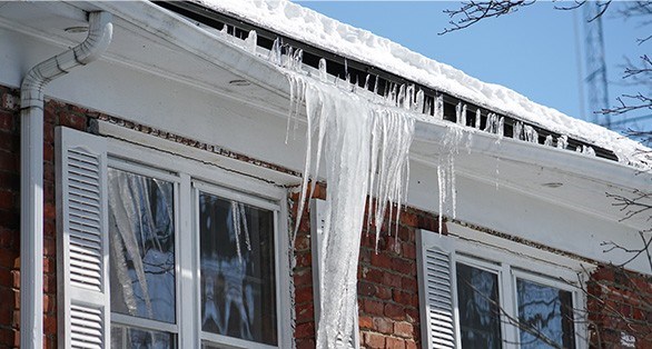 Roof damaged caused by ice dams