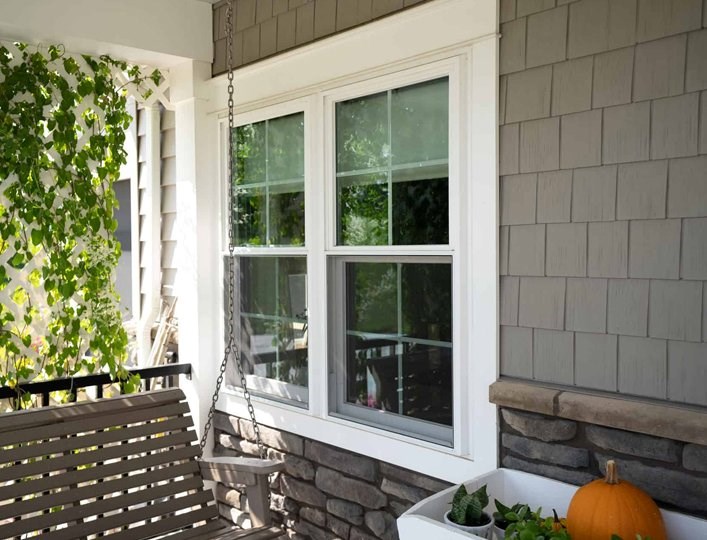 White double hung windows on home exterior in Columbus, OH
