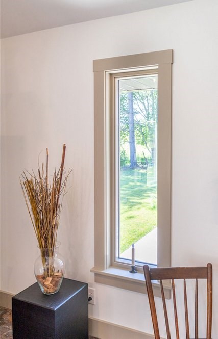 Thin, tall picture window from home interior