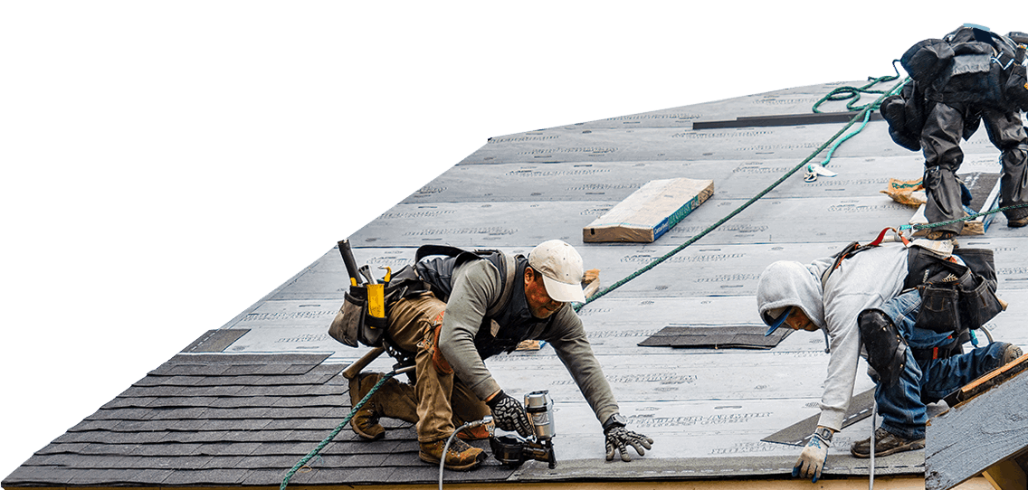 Exterior Heroes contractors installing new asphalt roof